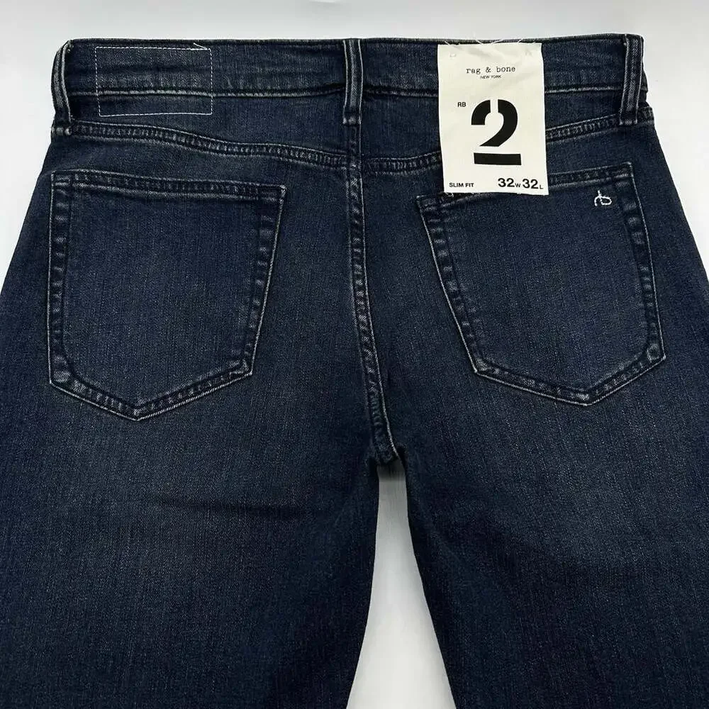 Rag & Bone Fit 2 Slim Fit Quincy Size 32x32 Dark Wash Denim Jeans NWT MSRP $238